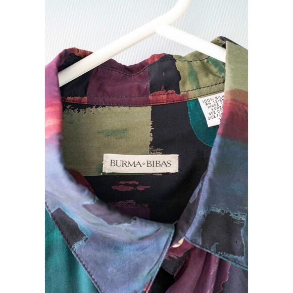 Burma Bibas Retro 90's vintage Fresh Prince 100% Silk Geometric Shirt HipHop XL - Picture 3 of 13